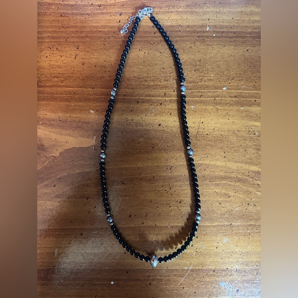 Black Onyx & Navajo Pearl Necklace